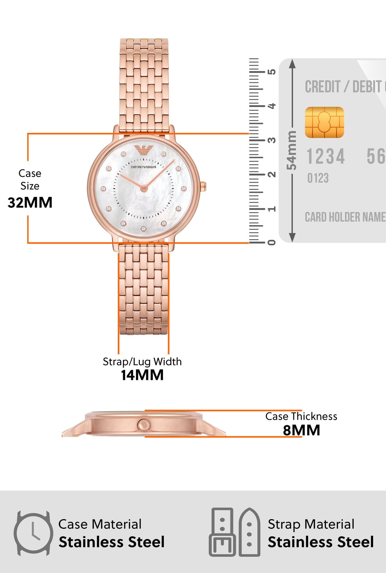  Shop Authentic Emporio Armani Kappa Analog Mother of Pearl Dial Rose Gold Steel Strap Watch For Women - AR11006 - Luxxuri