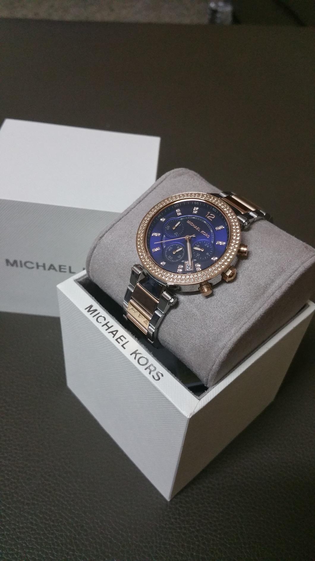  Shop Authentic Michael Kors Parker Blue Dial Two Tone Steel Strap Watch for Women - MK6141 - Luxxuri