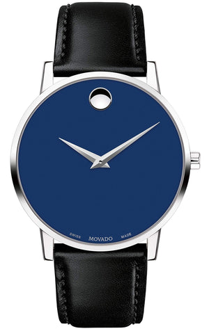  Shop Authentic Movado Museum Blue Dial Black Leather Strap Watch For  Men - 2100009 - Luxxuri