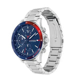  Shop Authentic Tommy Hilfiger Bank Chronograph Blue Dial Silver Steel Strap Watch for Men - 1791718 - Luxxuri