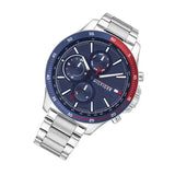  Shop Authentic Tommy Hilfiger Bank Chronograph Blue Dial Silver Steel Strap Watch for Men - 1791718 - Luxxuri
