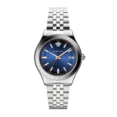  Shop Authentic Versace Hellenyium Quartz Blue Dial Silver Steel Strap Watch for Men - VEVK00921 - Luxxuri