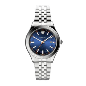  Shop Authentic Versace Hellenyium Quartz Blue Dial Silver Steel Strap Watch for Men - VEVK00921 - Luxxuri