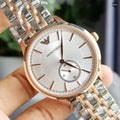  Shop Authentic Emporio Armani Classic Silver Dial Two Tone Steel Strap Watch For Men - AR1839 - Luxxuri