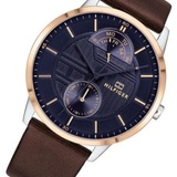  Shop Authentic Tommy Hilfiger Hunter Blue Dial Brown Leather Strap Watch for Men - 1791605 - Luxxuri