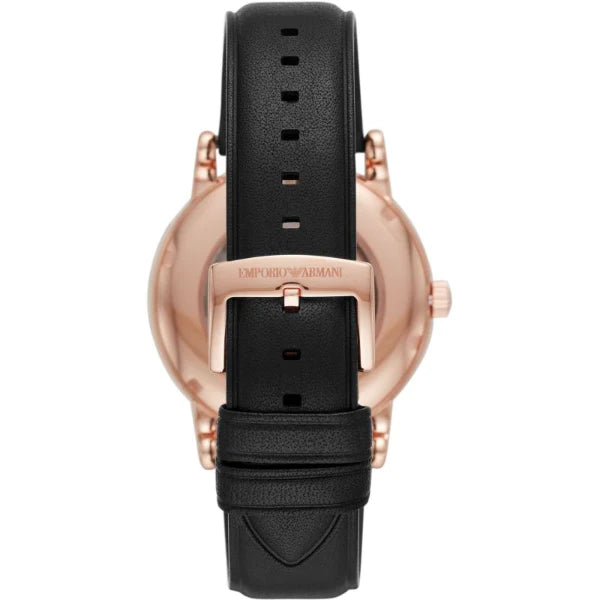  Shop Authentic Emporio Armani Luigi Automatic Silver Dial Black Leather Strap Watch For Men - AR60013 - Luxxuri