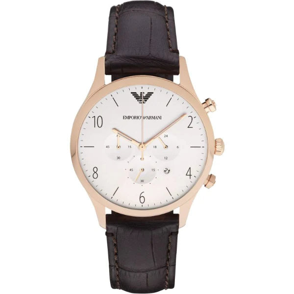  Shop Authentic Emporio Armani Beta Chronograph White Dial Brown Leather Strap Watch For Men - AR1916 - Luxxuri