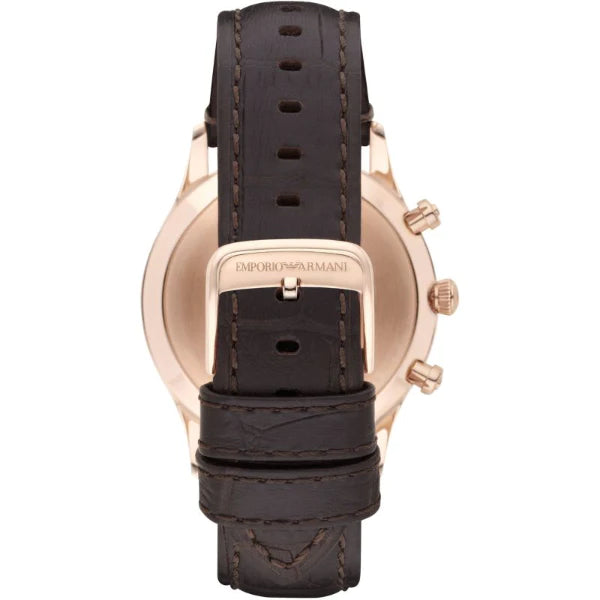  Shop Authentic Emporio Armani Beta Chronograph White Dial Brown Leather Strap Watch For Men - AR1916 - Luxxuri