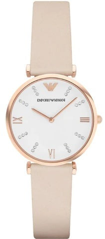  Shop Authentic Emporio Armani Gianni T Bar Quartz White Dial Beige Leather Strap Watch For Women - AR1927 - Luxxuri