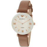  Shop Authentic Emporio Armani Gianni T Bar Quartz Mother of Pearl White Dial Brown Leather Strap Watch For Women - AR11040 - Luxxuri