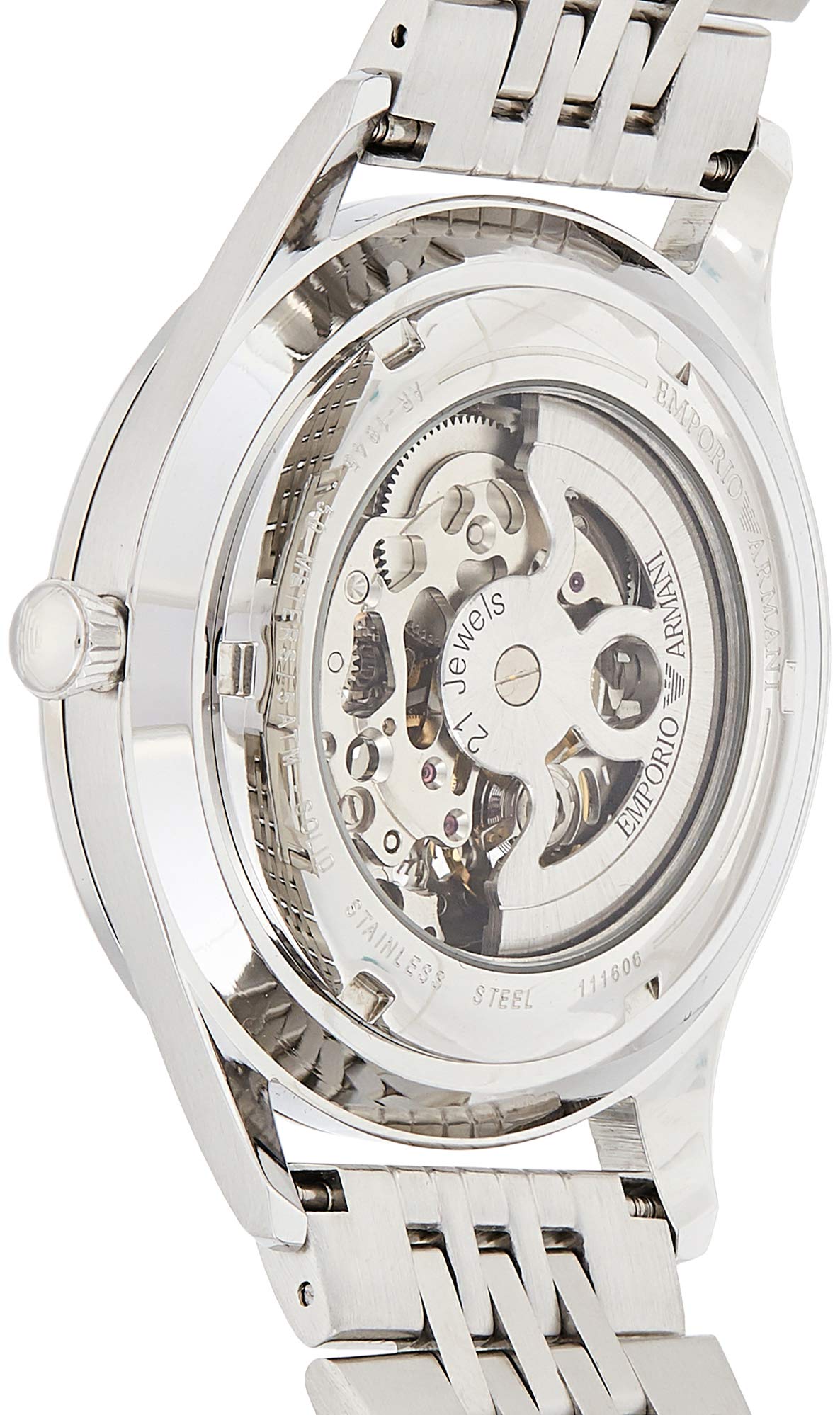  Shop Authentic Emporio Armani Meccanico Skeleton Silver Dial Silver Steel Strap Watch For Men - AR1945 - Luxxuri