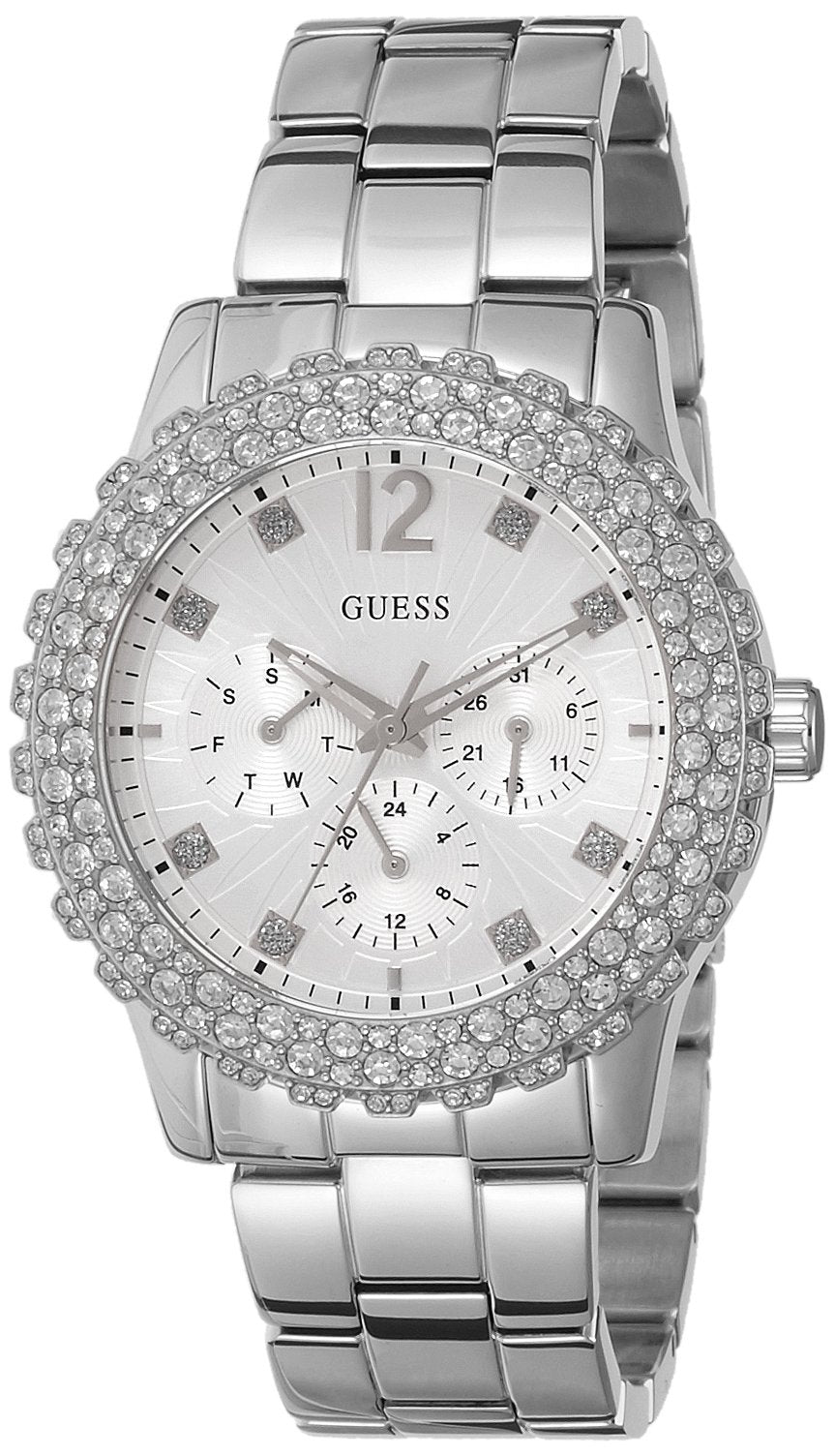  Shop Authentic Guess Dazzler Diamonds Silver Dial Silver Steel Strap Watch for Women - W0335L1 - Luxxuri