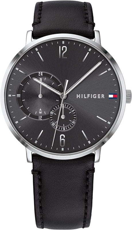  Shop Authentic Tommy Hilfiger Brooklyn Black Dial Black Leather Strap Watch for Men - 1791509 - Luxxuri