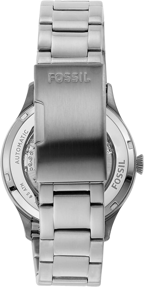  Shop Authentic Fossil Forrester Automatic Skeleton Black Dial Silver Steel Strap Watch for Men - ME3180 - Luxxuri