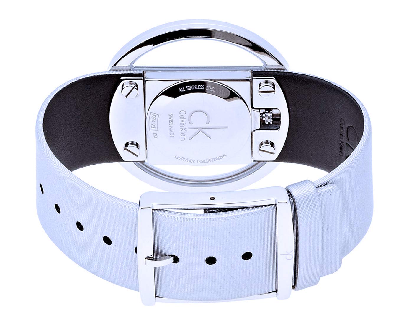  Shop Authentic Calvin Klein Glam Transparent Silver Dial Grey Leather Strap Watch for Women - K9423193 - Luxxuri