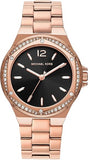  Shop Authentic Michael Kors Lennox Three-Hand Black Dial Rose Gold Steel Strap Watch For Women - MK7233 - Luxxuri