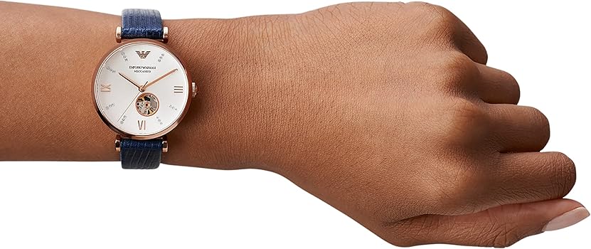  Shop Authentic Emporio Armani Gianni T-Bar Analog Silver Dial Blue Leather Strap Watch For Women - AR60020 - Luxxuri