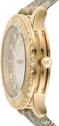 Michael Kors Runway Three Hand Quartz Gold Dial Brown Leather Strap Watch For Women - MK6999