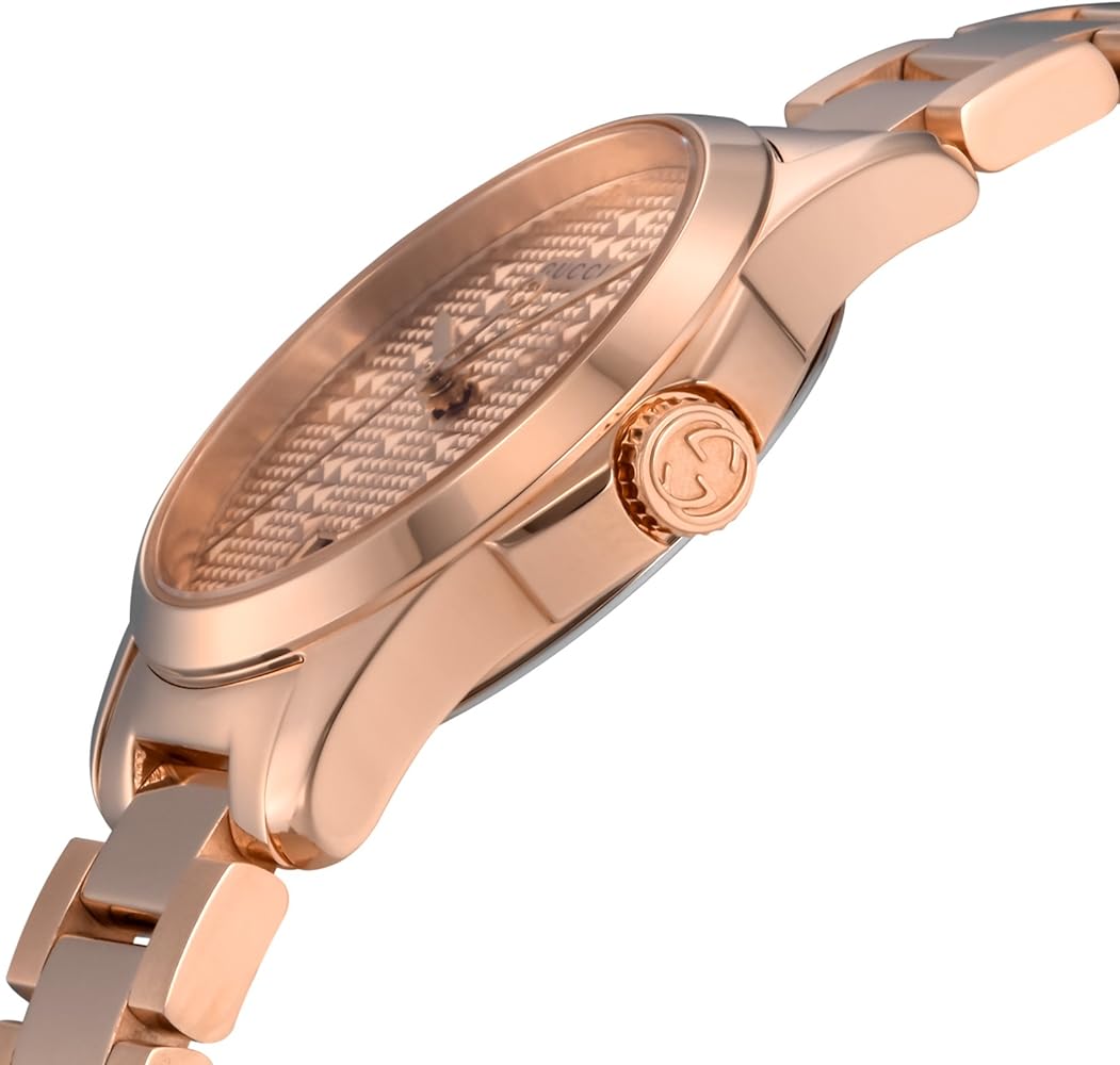  Shop Authentic Gucci G Timeless Quartz Rose Gold Dial Rose Gold Steel Strap Watch For Women - YA126567 - Luxxuri