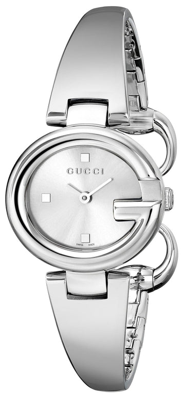  Shop Authentic Gucci Guccissima Quartz Silver Dial Silver Steel Strap Watch For Women - YA134502 - Luxxuri