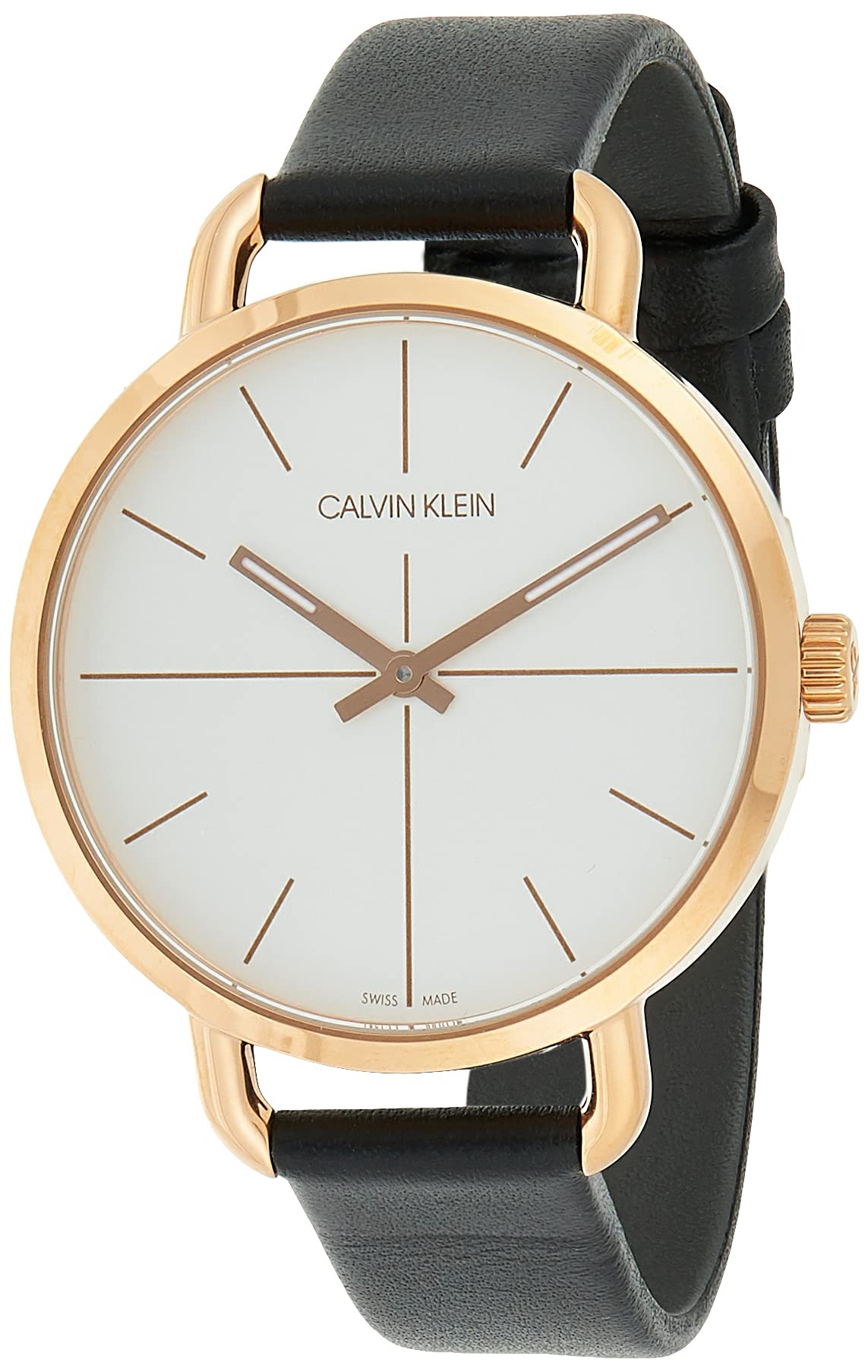  Shop Authentic Calvin Klein Even White Dial Black Leather Strap Watch for Women - K7B236C6 - Luxxuri