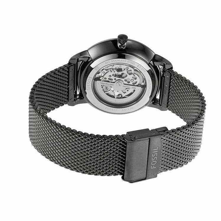  Shop Authentic Fossil Neutra Automatic Skeleton Black Dial Grey Mesh Strap Watch for Men - ME3185 - Luxxuri