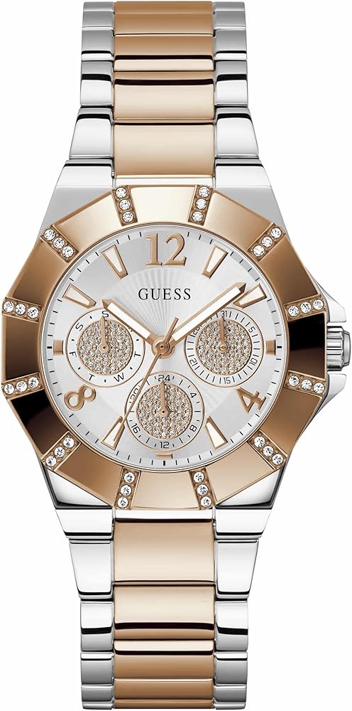  Shop Authentic Guess Sunray Multifunction Crystals Silver Dial Two Tone Steel Strap Watch For Women - GW0616L3 - Luxxuri