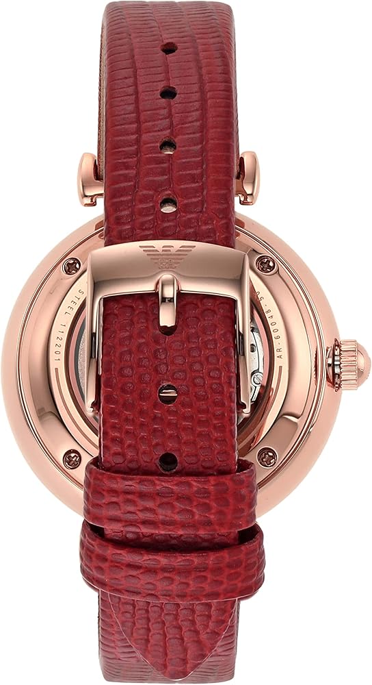  Shop Authentic Emporio Armani Gianni T-Bar Mother of Pearl White Dial Red Leather Strap Watch For Women - AR60048 - Luxxuri