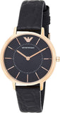  Shop Authentic Emporio Armani Kappa Quartz Black Dial Black Leather Strap Watch For Women - AR11064 - Luxxuri