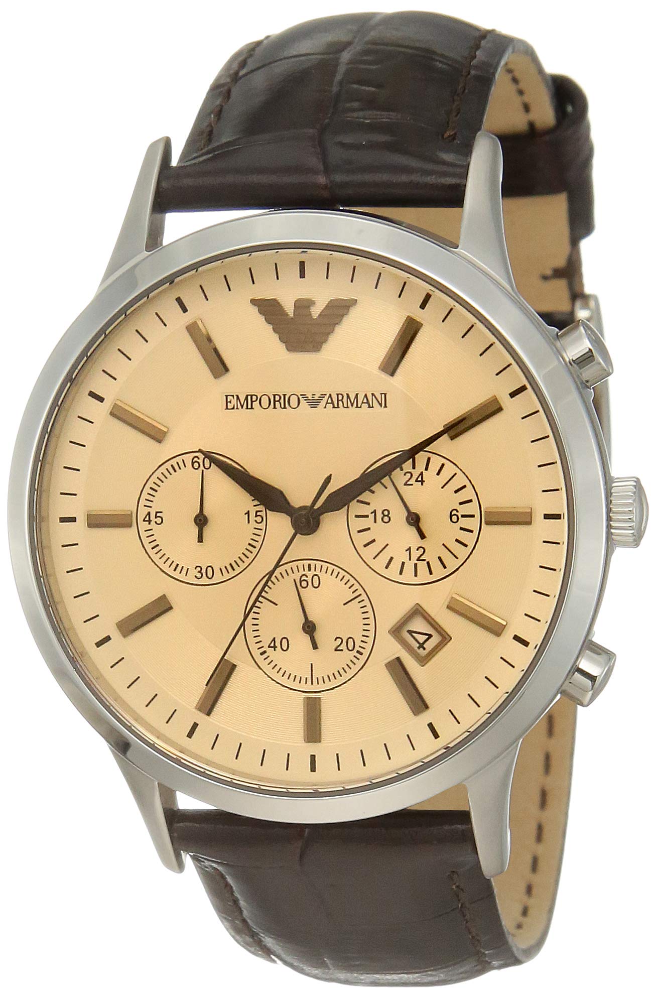  Shop Authentic Emporio Armani Classic Chronograph Beige Dial Brown Leather Strap Watch For Men - AR2433 - Luxxuri