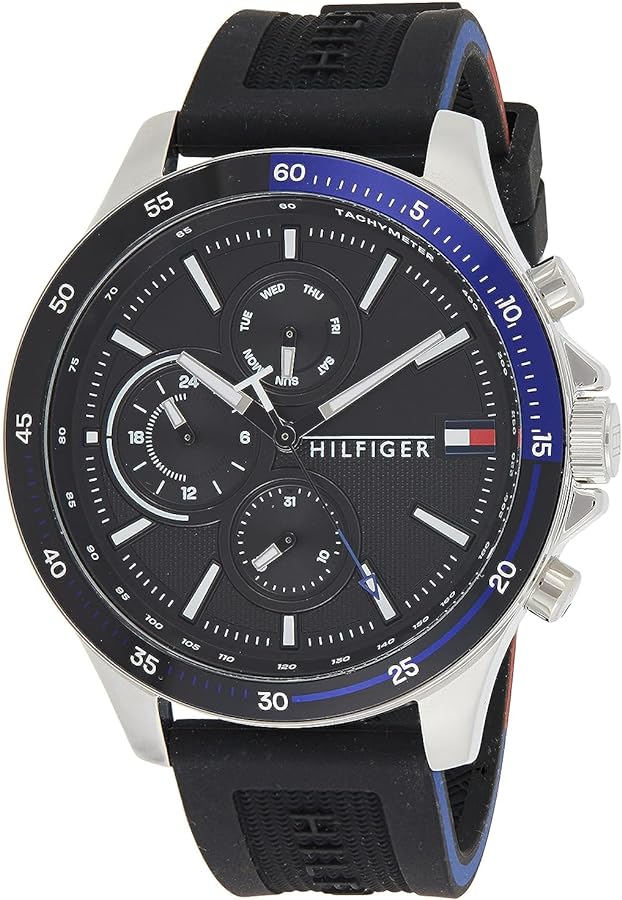 Shop Authentic Tommy Hilfiger Bank Quartz Black Dial Black Rubber Strap Watch for Men - 1791724 - Luxxuri