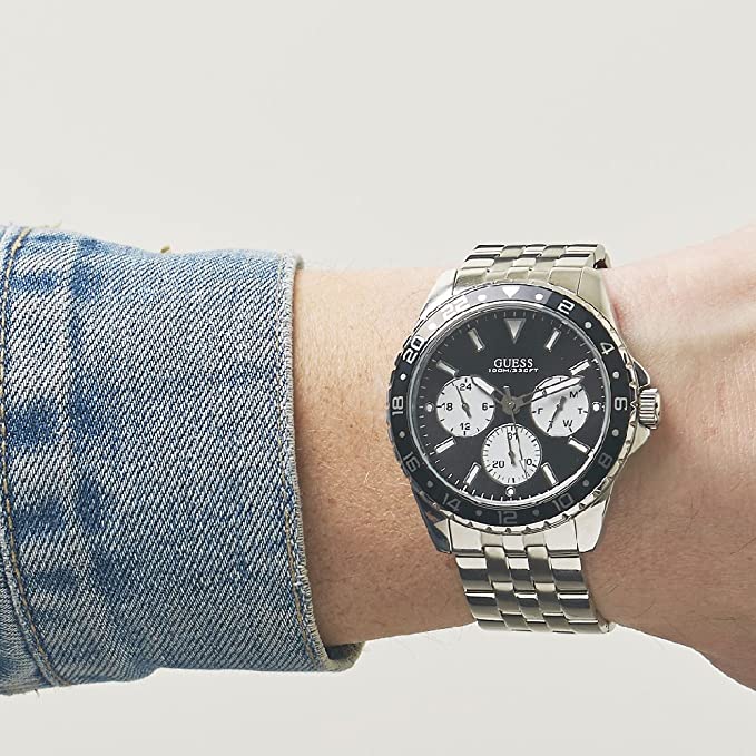  Shop Authentic Guess Odyssey Black Dial Silver Steel Strap Watch For Men - W1107G1 - Luxxuri