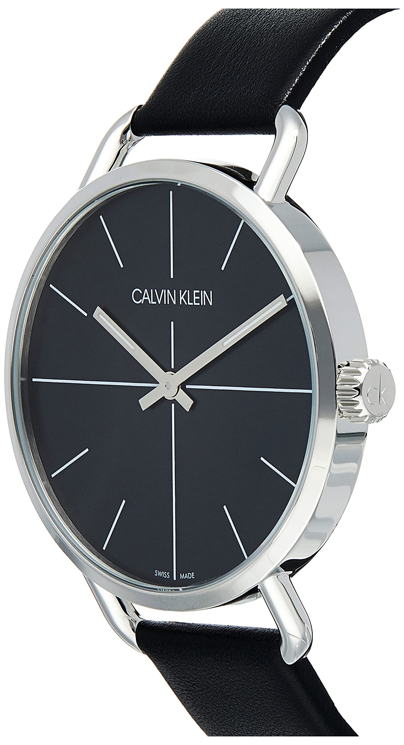  Shop Authentic Calvin Klein Evan Black Dial Black Leather Strap Watch for Men - K7B211CZ - Luxxuri
