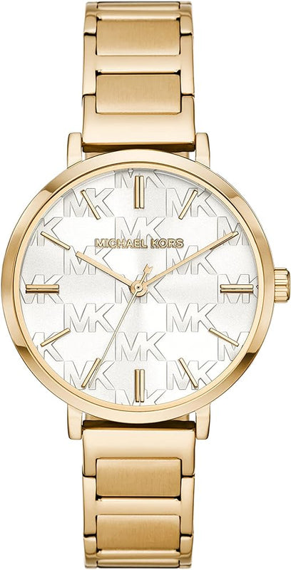  Shop Authentic Michael Kors Addyson Three-Hand White Dial Gold Steel Strap Watch for Women - MK4712 - Luxxuri