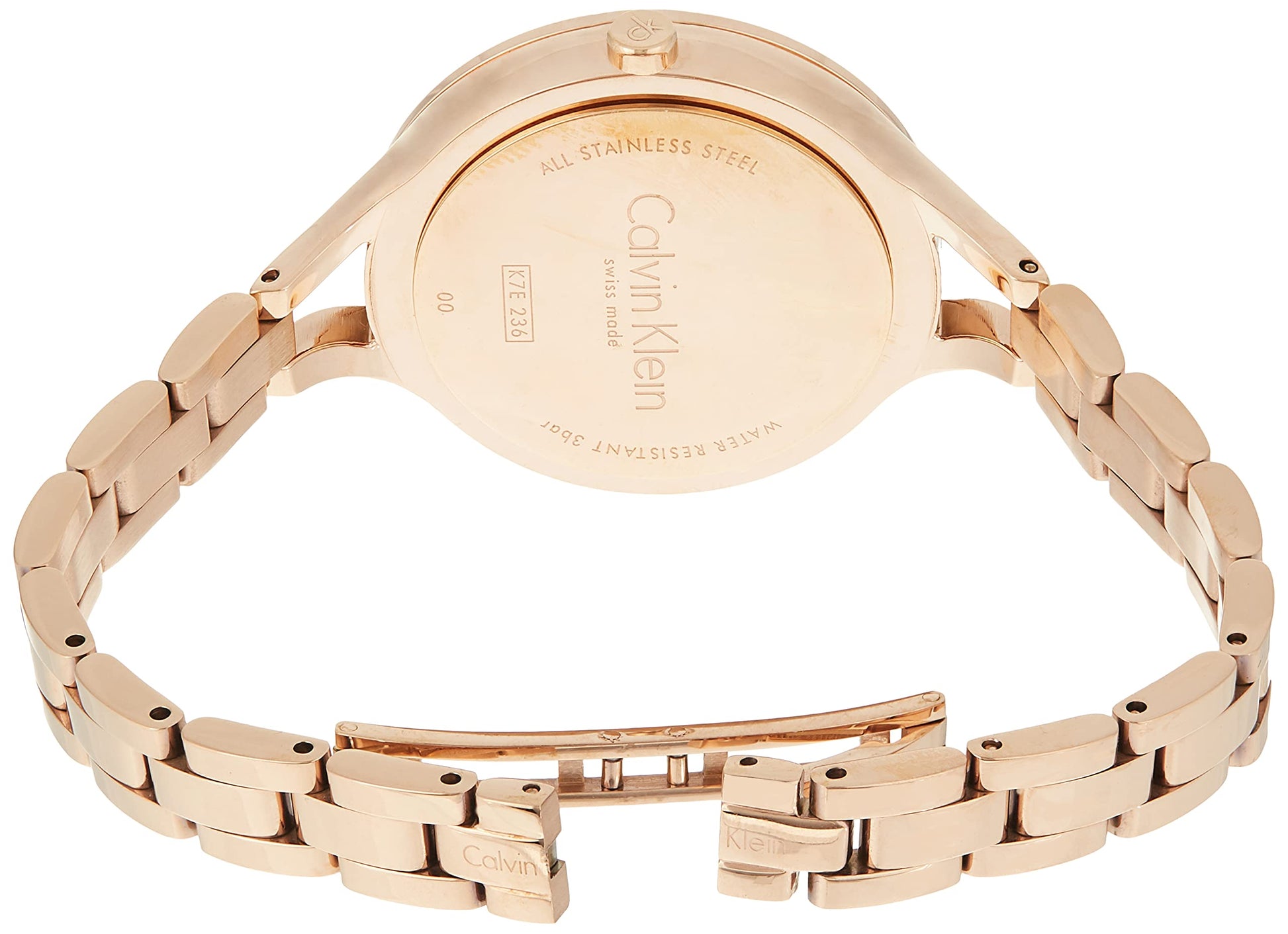  Shop Authentic Calvin Klein Graphic Silver Dial Rose Gold Steel Strap Watch for Women - K7E23646 - Luxxuri