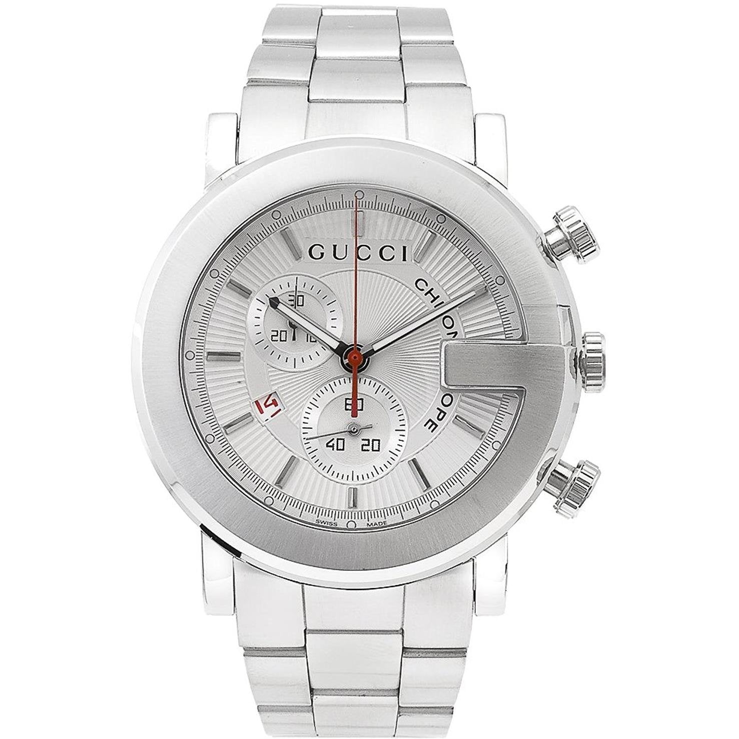  Shop Authentic Gucci G Chrono Chronograph White Dial Silver Steel Strap Watch For Men - YA101339 - Luxxuri