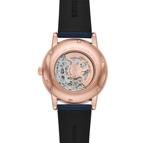  Shop Authentic Emporio Armani Meccanico Automatic Blue Dial Blue Leather Strap Watch For Men - AR60050 - Luxxuri