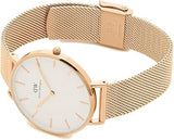  Shop Authentic Daniel Wellington Petite Melrose White Dial Rose Gold Mesh Strap Watch For Women - DW00100305 - Luxxuri