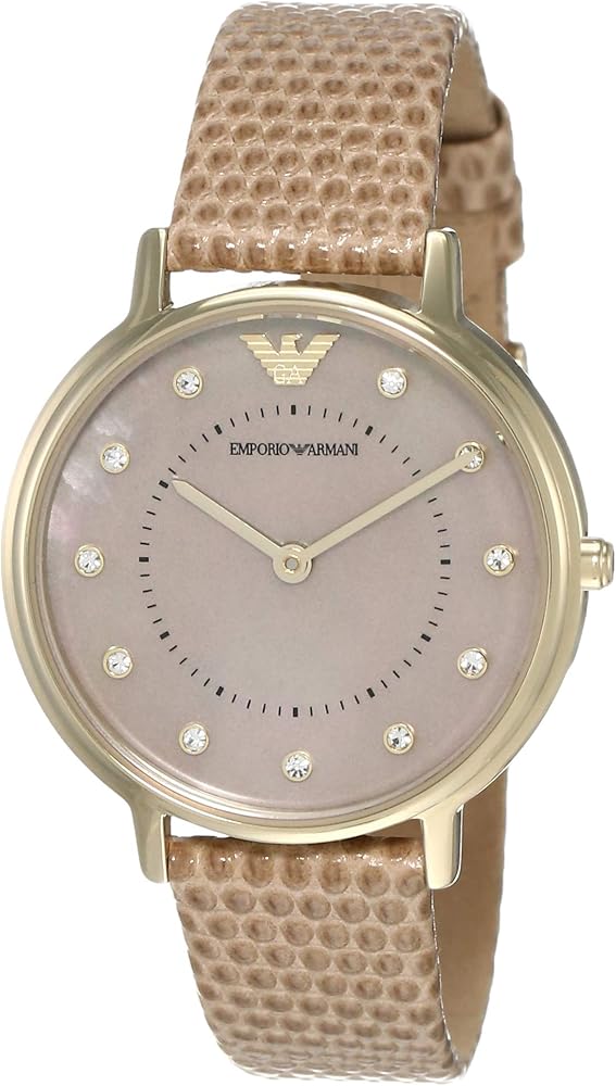  Shop Authentic Emporio Armani Kappa Quartz Mother of Pearl Taupe Dial Brown Leather Strap Watch For Men - AR11151 - Luxxuri