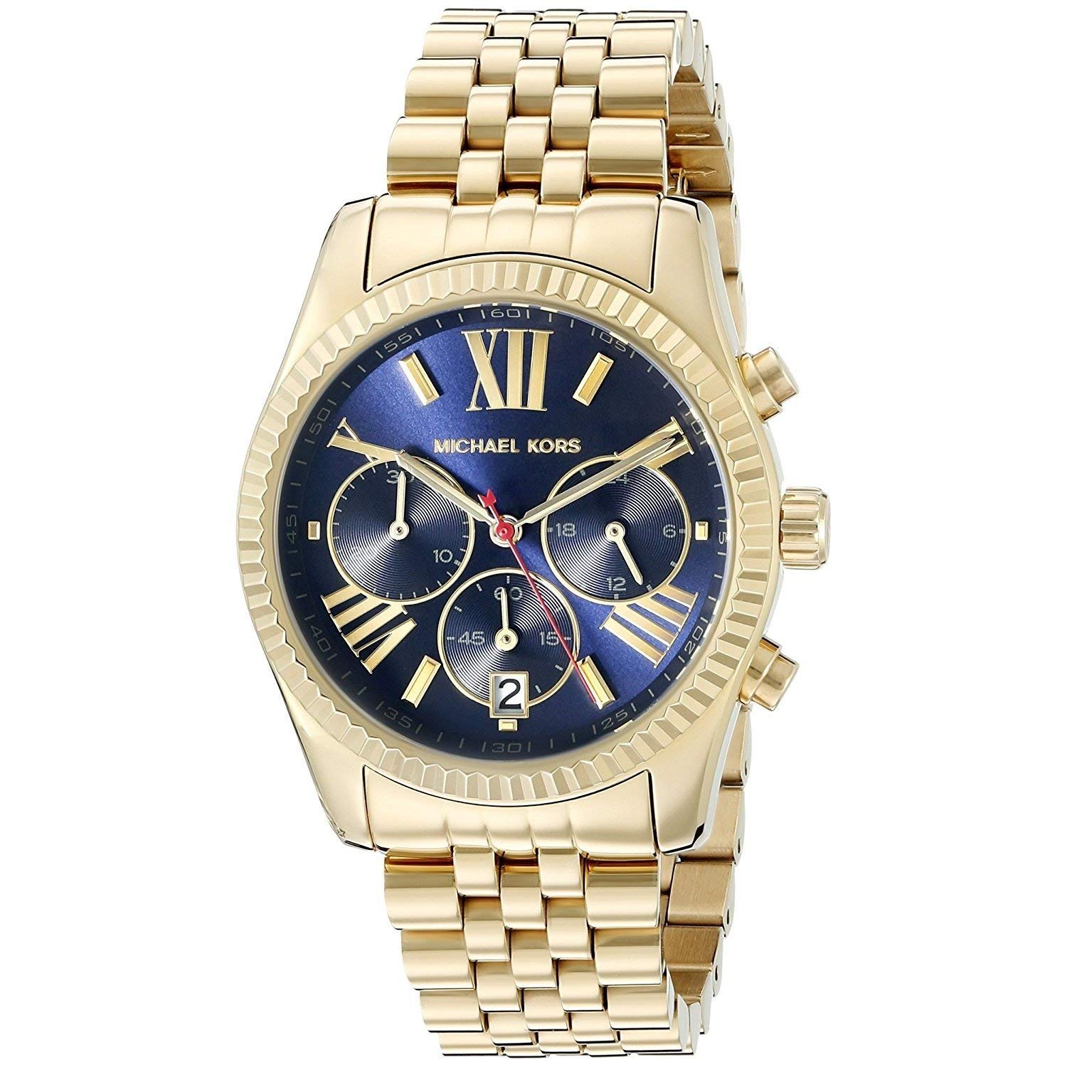  Shop Authentic Michael Kors Lexington Chronograph Blue Dial Gold Steel Strap Watch For Women - MK6206 - Luxxuri