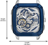  Shop Authentic Fossil Inscription Automatic Skeleton Blue Dial Brown Leather Strap Watch for Men - BQ2571 - Luxxuri