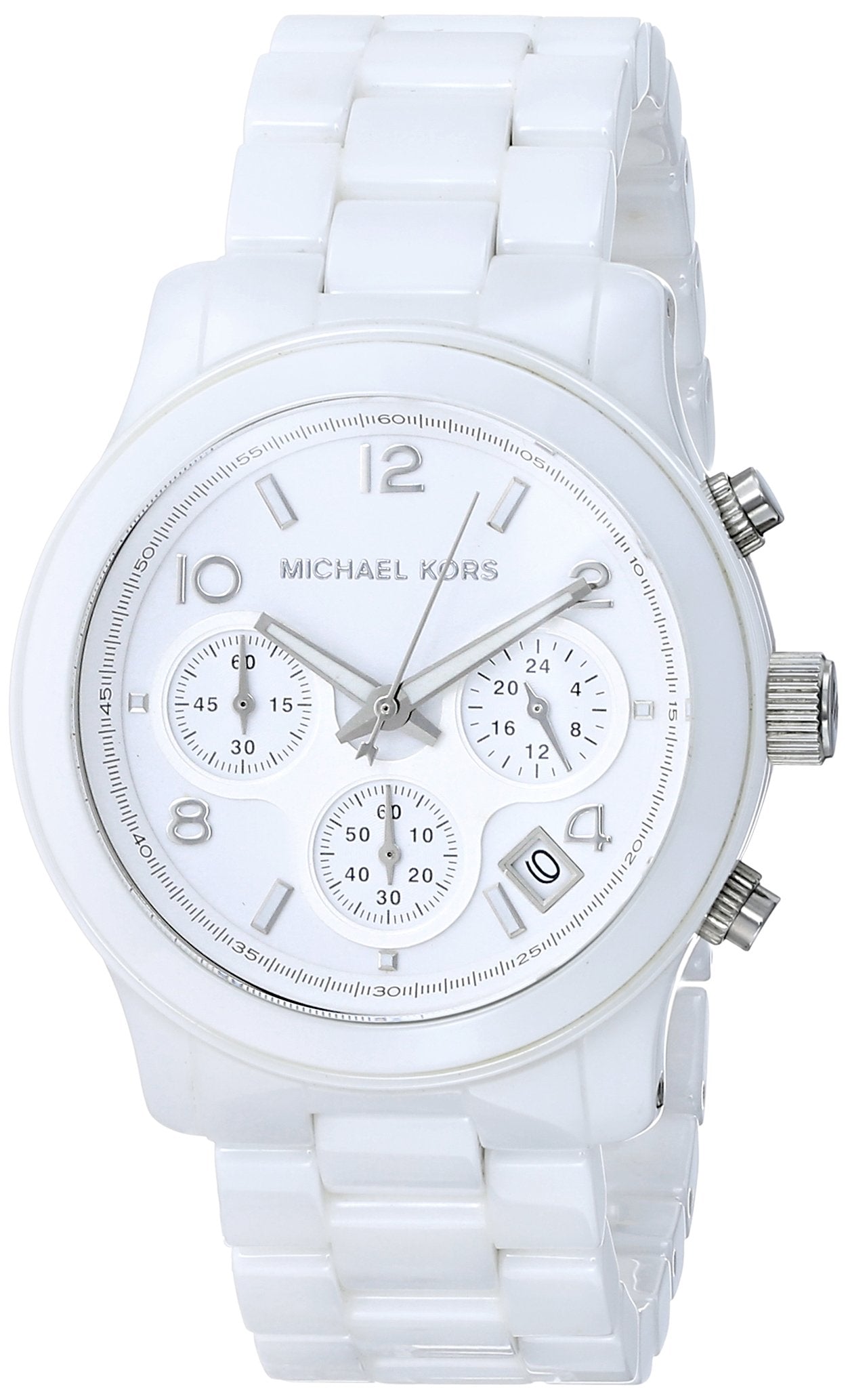  Shop Authentic Michael Kors Runway White Ceramic Dial White Steel Strap Watch for Women - MK5161 - Luxxuri