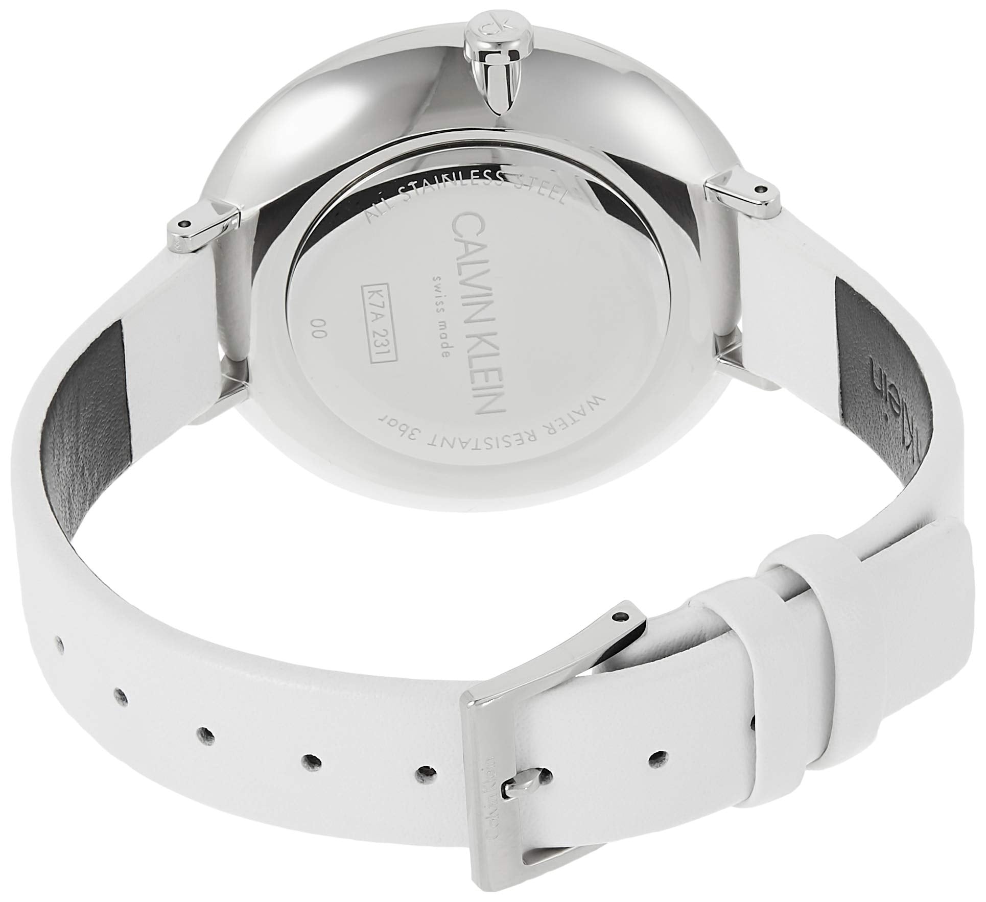  Shop Authentic Calvin Klein Rise White Grey Dial White Leather Strap Watch for Women - K7A231L6 - Luxxuri