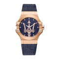  Shop Authentic Maserati Potenza 42mm Rose Gold & Blue Dial Blue Leather Strap Watch For Men - R8851108027 - Luxxuri