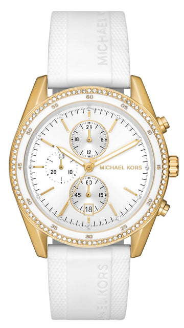  Shop Authentic Michael Kors Hadyn Chronograph White Dial White Rubber Strap Watch for Women - MK7484 - Luxxuri