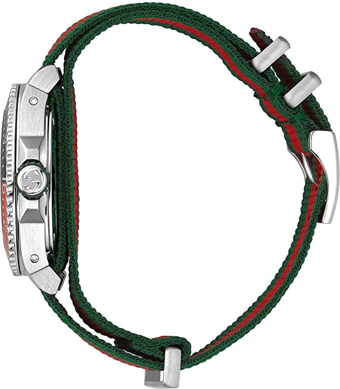  Shop Authentic Gucci Dive Quartz Green Dial Two Tone NATO Strap Watch For Men - YA136339 - Luxxuri
