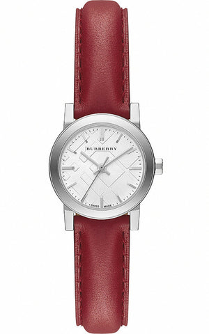  Shop Authentic Burberry The City Silver Dial Red Strap Watch for Women - BU9232 - Luxxuri