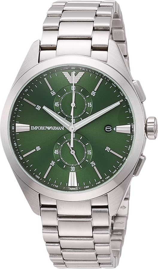  Shop Authentic Emporio Armani Chronograph Green Dial Silver Steel Strap Watch For Men - AR11480 - Luxxuri