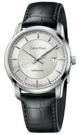 Shop Authentic Calvin Klein Infinity Silver Dial Black Leather Strap Watch for Men - K5S341C6 - Luxxuri
