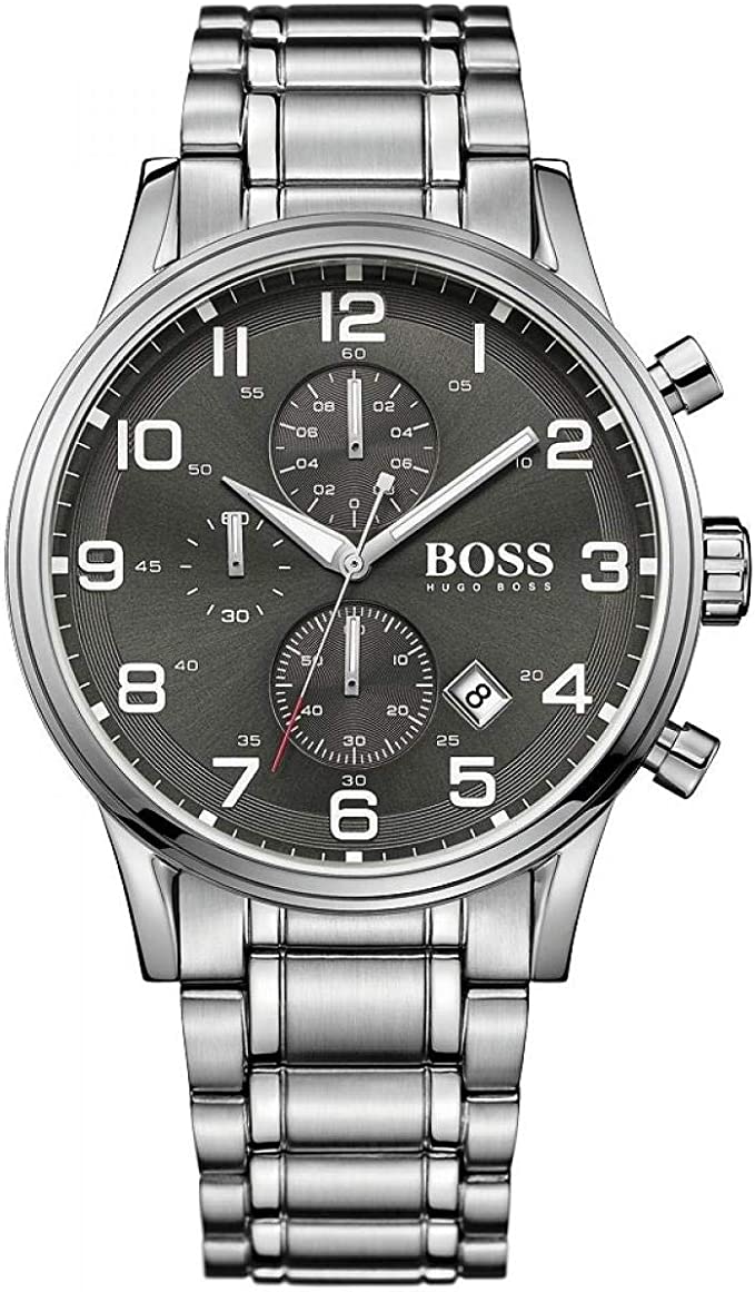  Shop Authentic Hugo Boss Aeroliner Black Dial Silver Steel Strap Watch for Men - 1513181 - Luxxuri